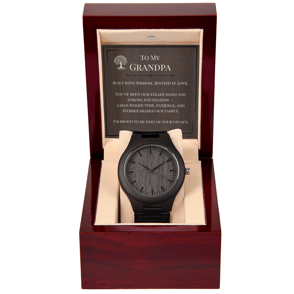 Rustic Grandpa Watch Gift – Wooden Timepiece with Heartfelt Message Card | Grandparents Day, Birthday, or Retirement Gift