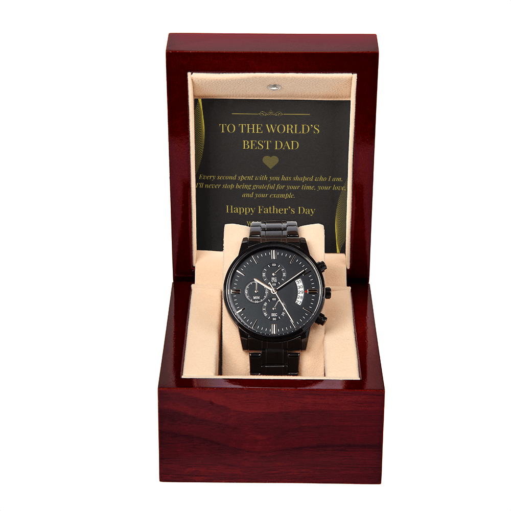 Personalized Father's Day Watch with Personal Card – Black Chronograph