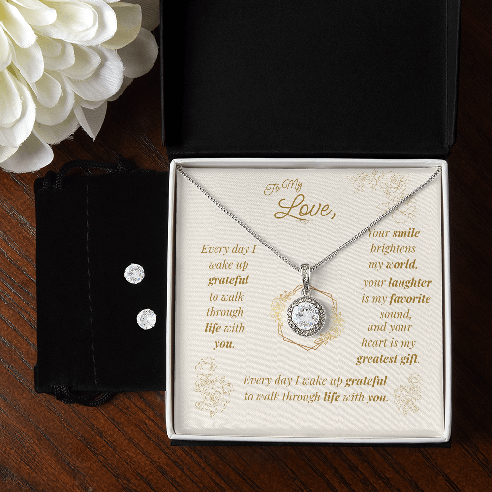 Eternal Hope Necklace & Earrings Set – Elegant Jewelry Gift with Message Card for Wife, Girlfriend, or Partner