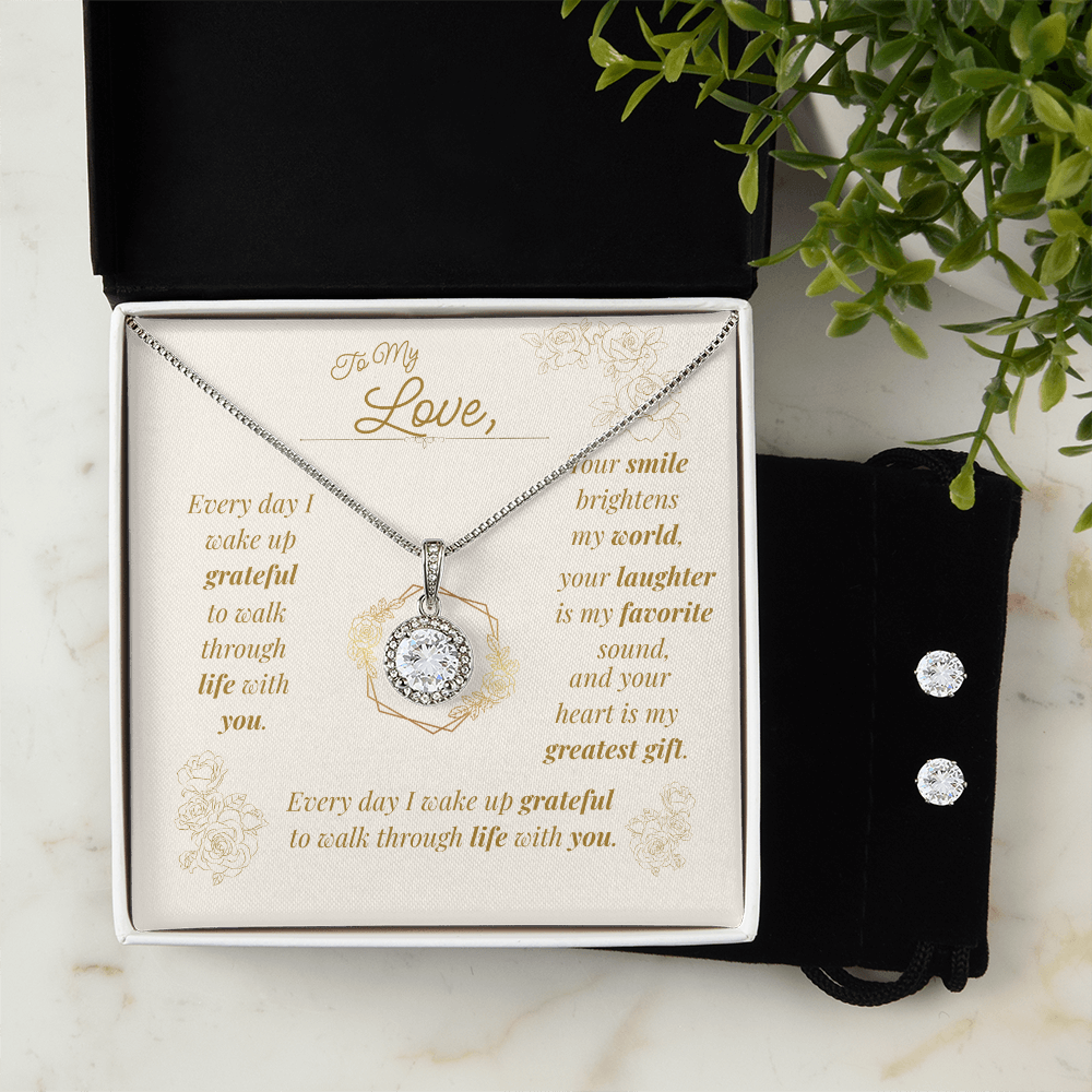 Eternal Hope Necklace & Earrings Set – Elegant Jewelry Gift with Message Card for Wife, Girlfriend, or Partner
