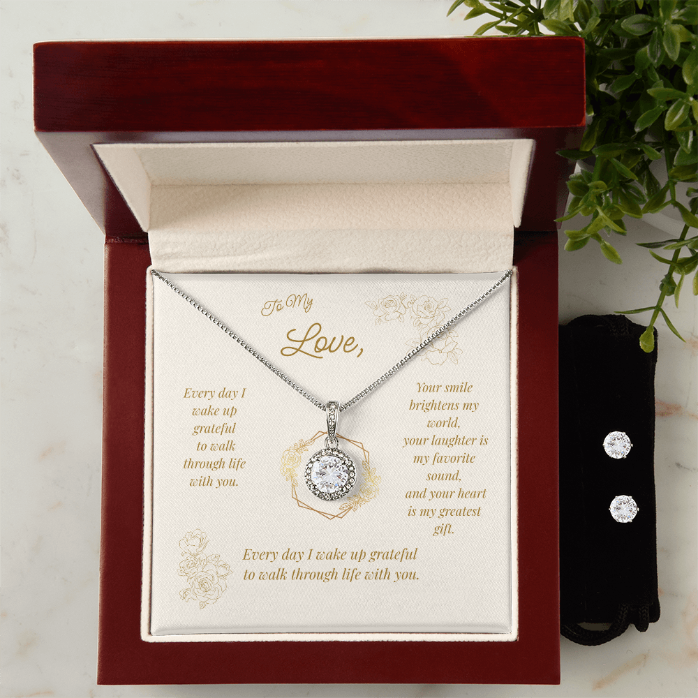Eternal Hope Necklace & Earrings Set – Elegant Jewelry Gift with Message Card for Wife, Girlfriend, or Partner