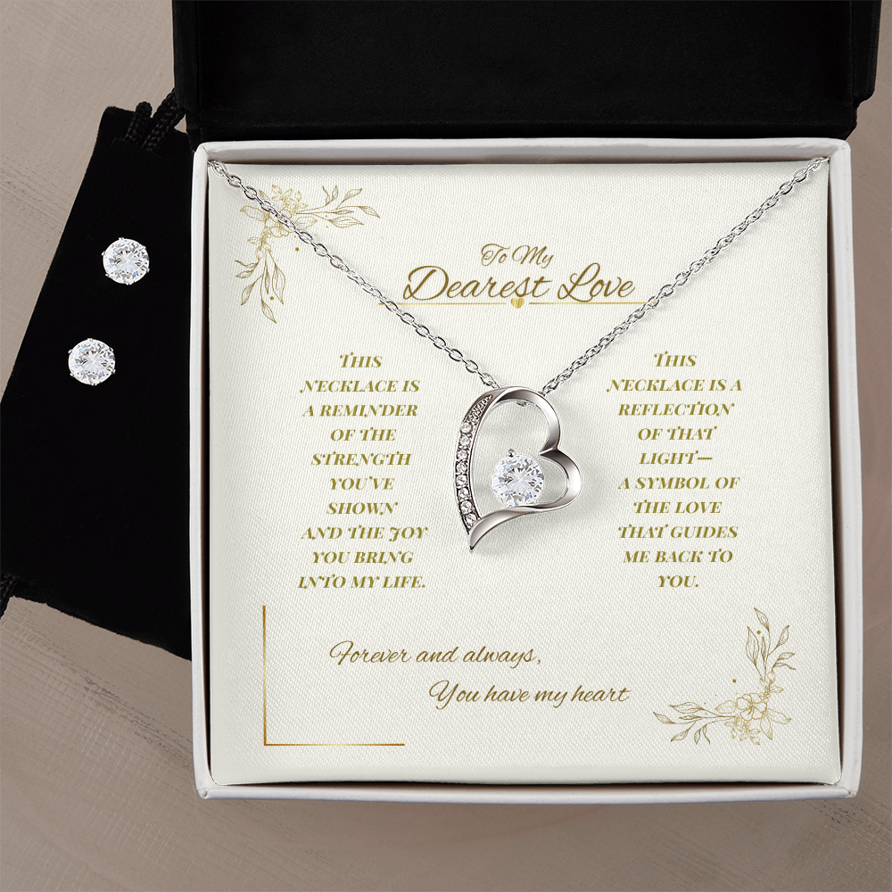 To My Dearest Love – Sparkling Heart Necklace in White Gold | Romantic Gift for Wife, Girlfriend, or Partner
