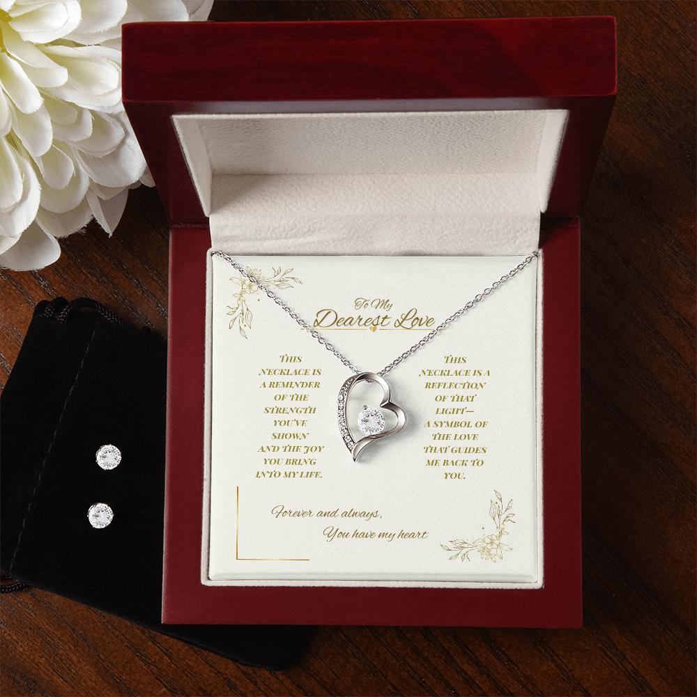 To My Dearest Love – Sparkling Heart Necklace in White Gold | Romantic Gift for Wife, Girlfriend, or Partner