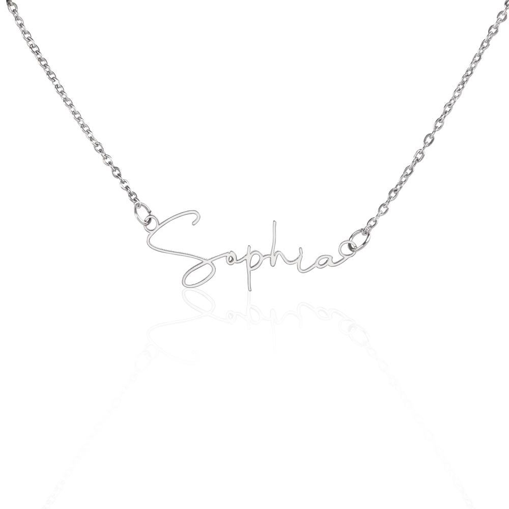 To My Daughter – Personalized Signature Name Necklace with Message Card | Gift from Mom