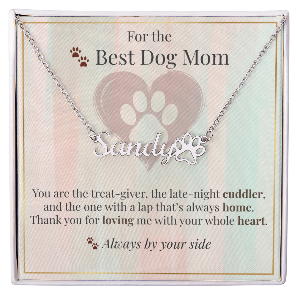 Personalized Dog Mom Name Necklace with Paw – Custom Pet Lover Gift, Made in USA, Fast Shipping