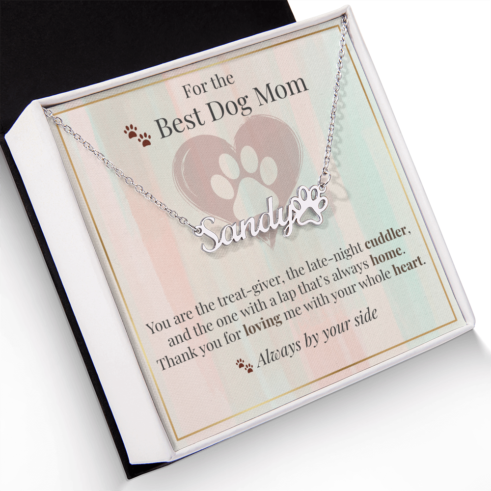 Personalized Dog Mom Name Necklace with Paw – Custom Pet Lover Gift, Made in USA, Fast Shipping