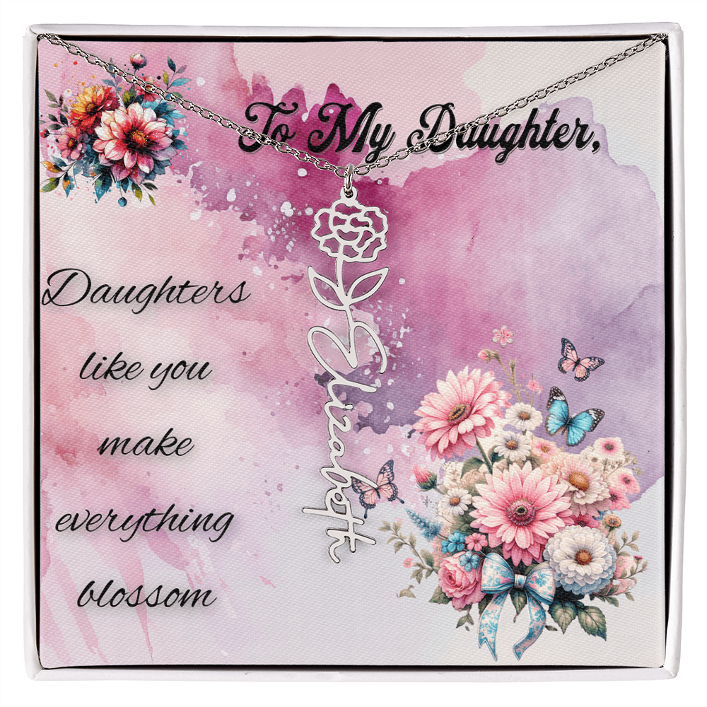 To My Daughter, Touching Customized Floral Name Necklace