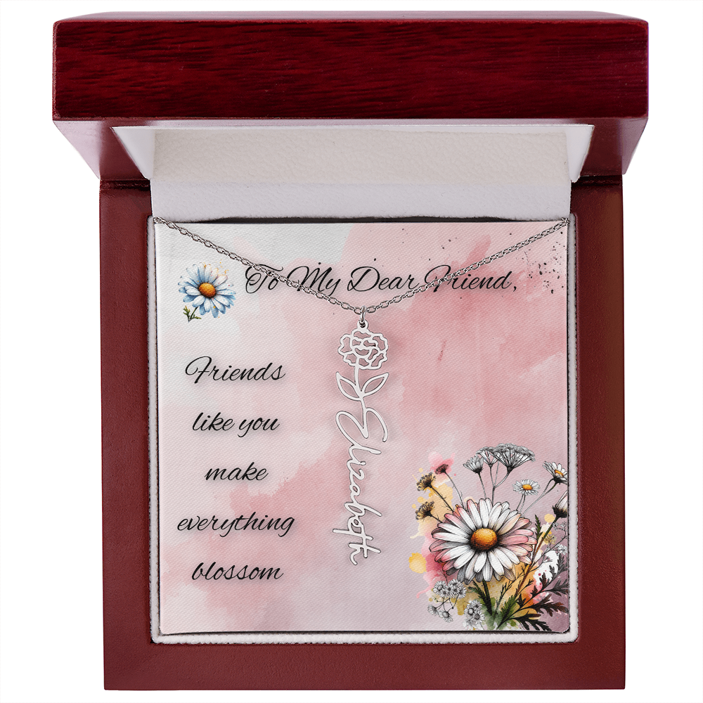 🌼 To My Dear Friend – Personalized Floral Name Necklace 🌼
