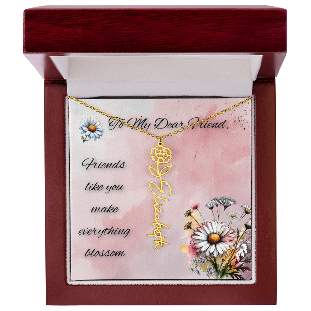 🌼 To My Dear Friend – Personalized Floral Name Necklace 🌼
