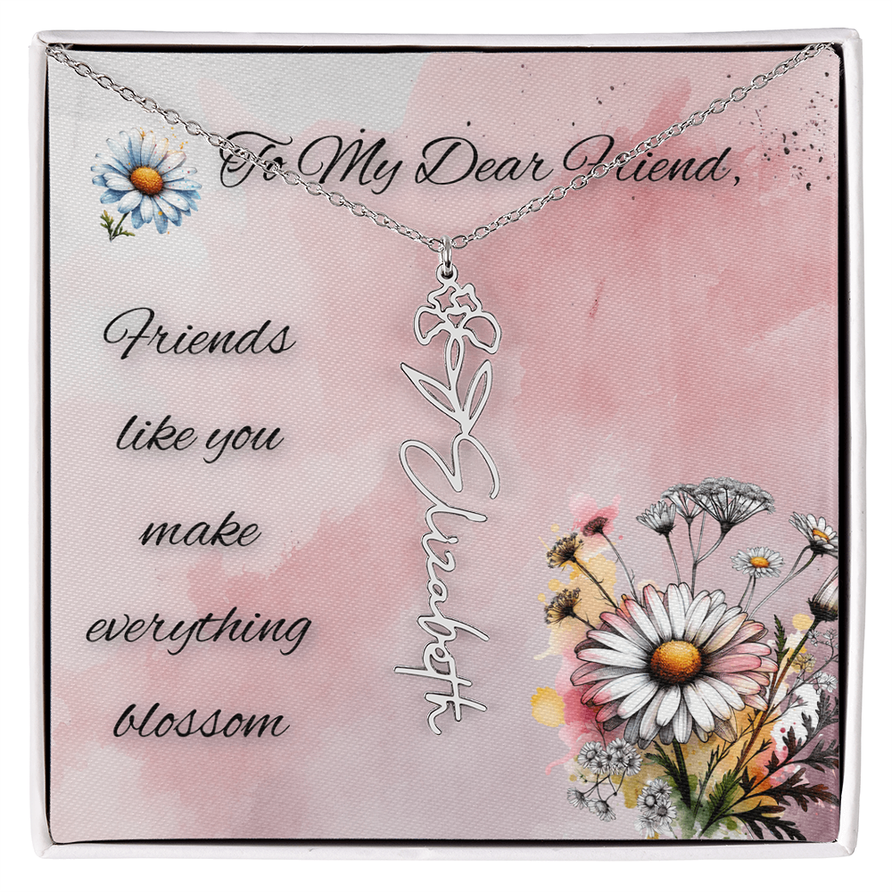 To My Friend, Lovely Friendship Customized Floral Name Necklace