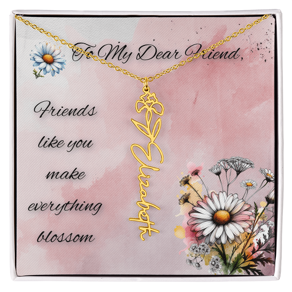 🌼 To My Dear Friend – Personalized Floral Name Necklace 🌼
