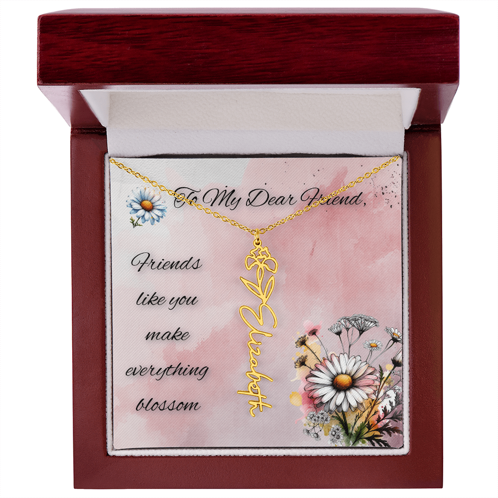 🌼 To My Dear Friend – Personalized Floral Name Necklace 🌼