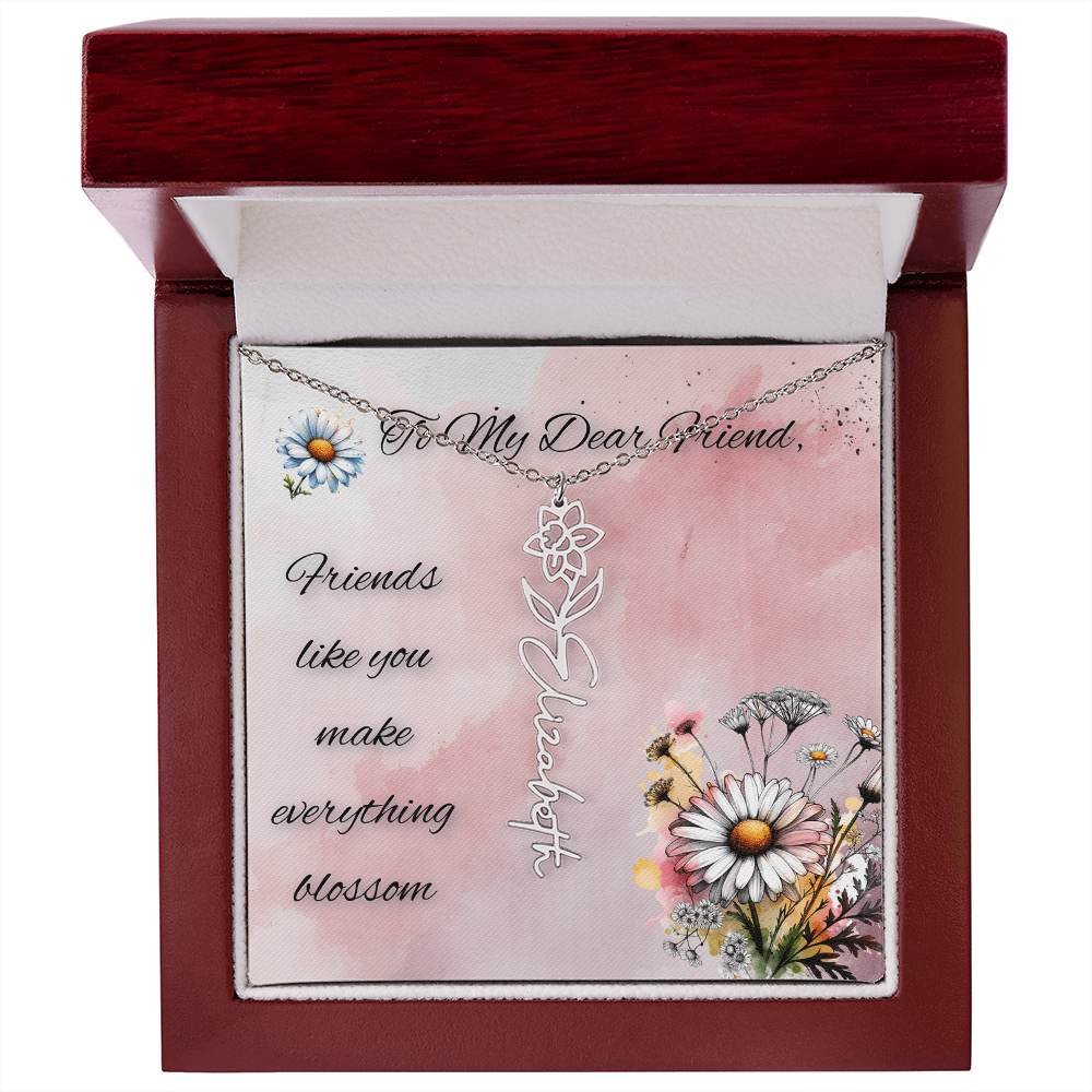 🌼 To My Dear Friend – Personalized Floral Name Necklace 🌼