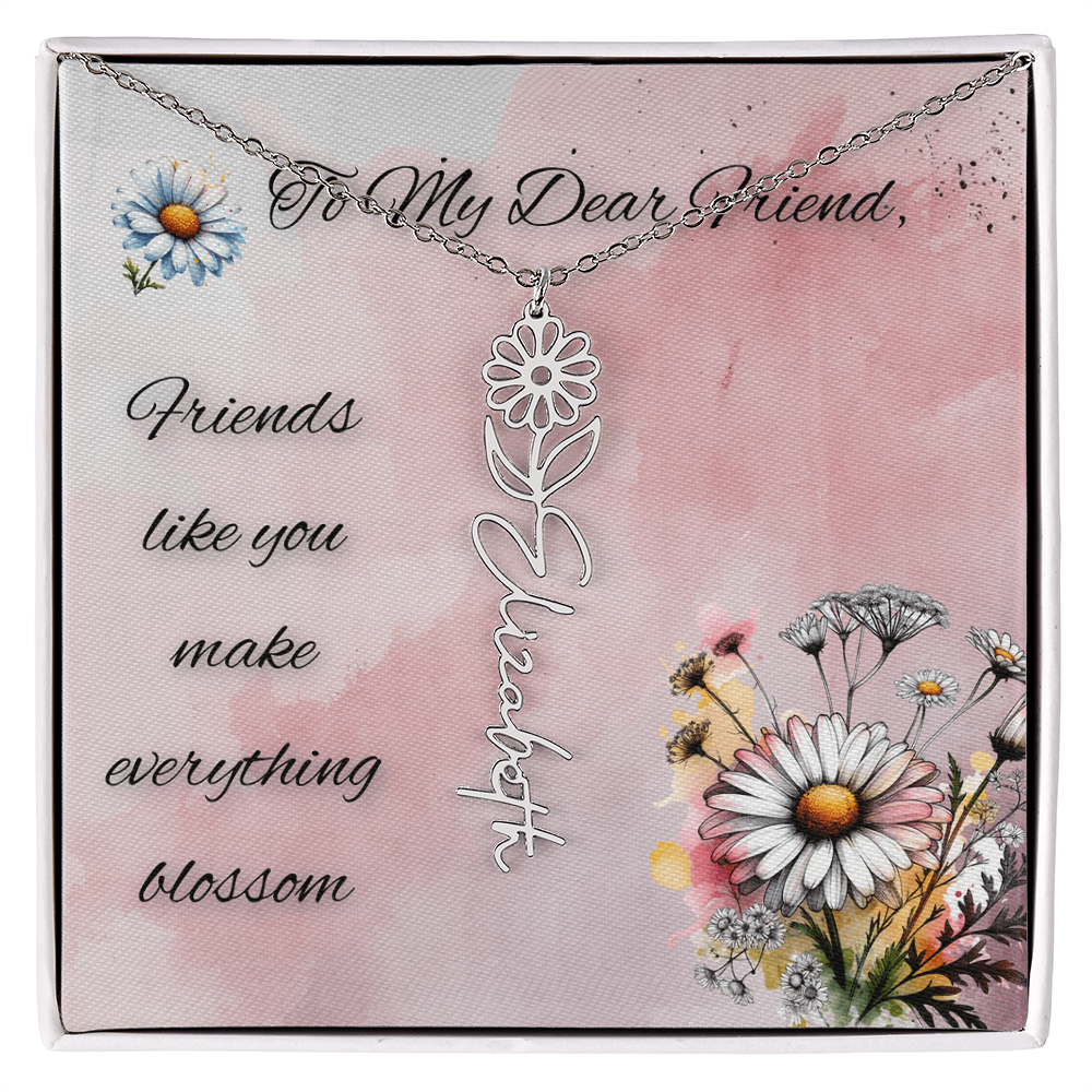 🌼 To My Dear Friend – Personalized Floral Name Necklace 🌼