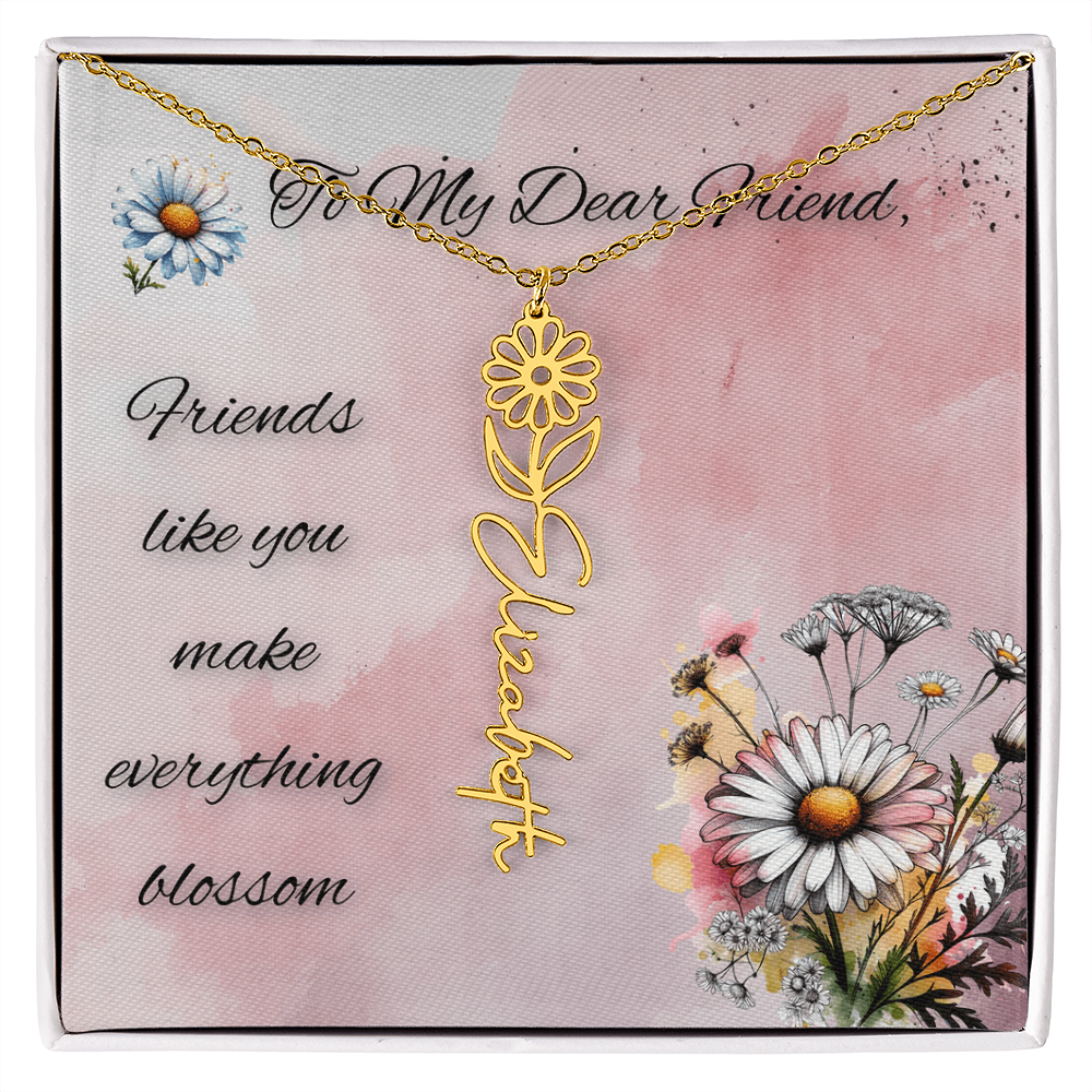 🌼 To My Dear Friend – Personalized Floral Name Necklace 🌼
