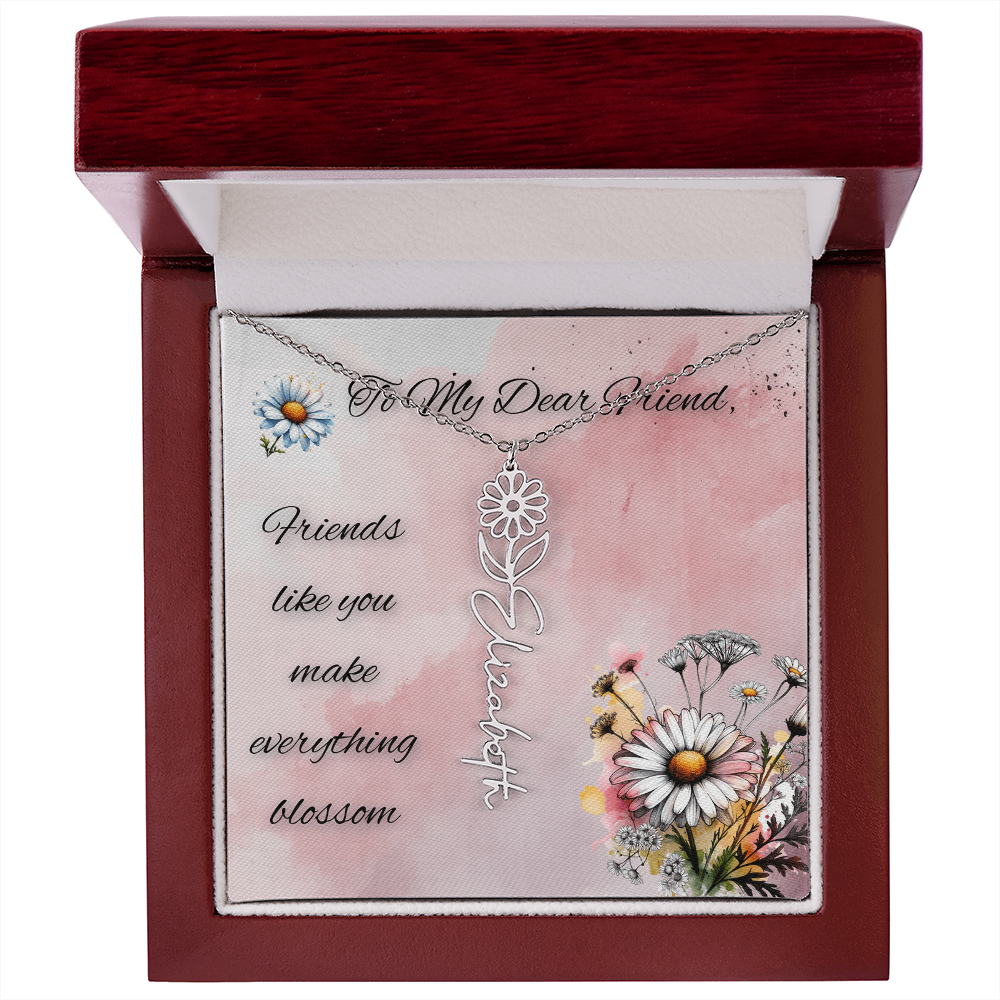 🌼 To My Dear Friend – Personalized Floral Name Necklace 🌼
