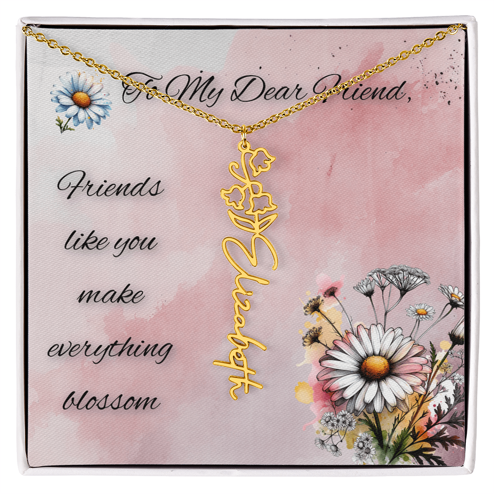 🌼 To My Dear Friend – Personalized Floral Name Necklace 🌼