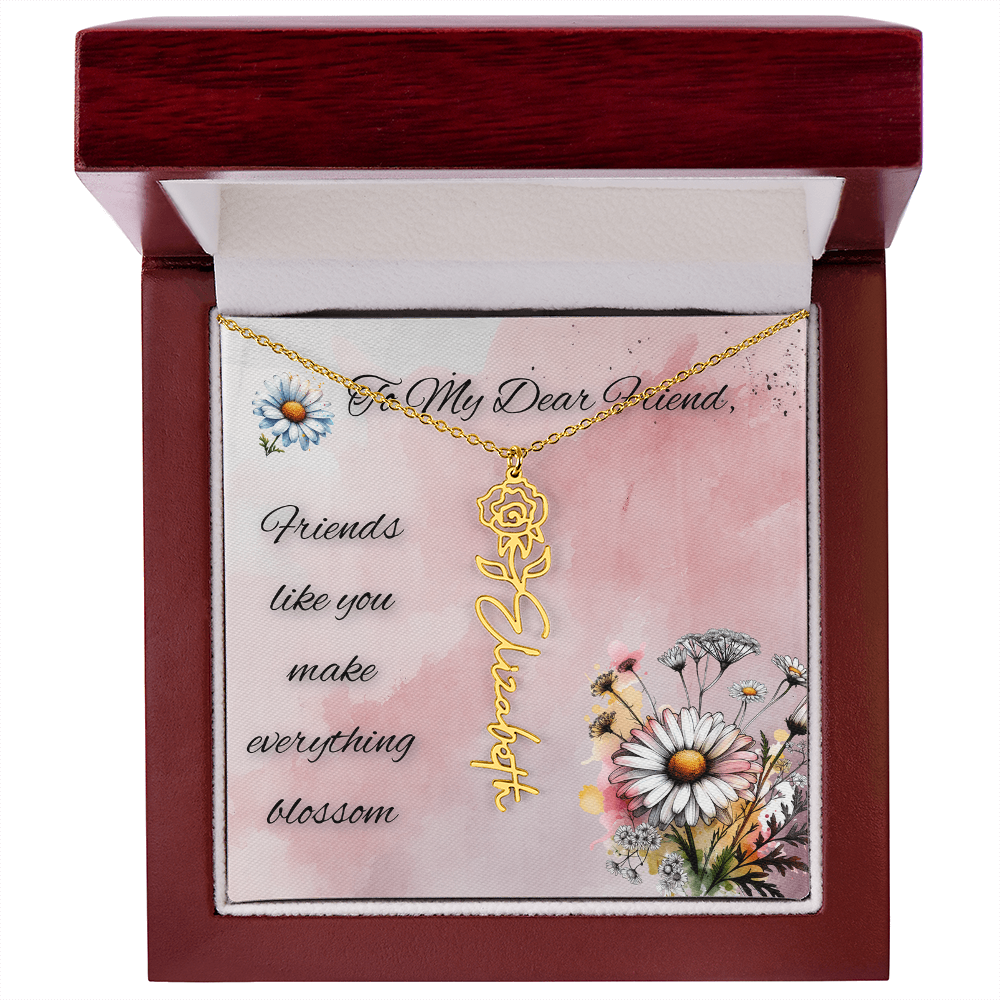 🌼 To My Dear Friend – Personalized Floral Name Necklace 🌼