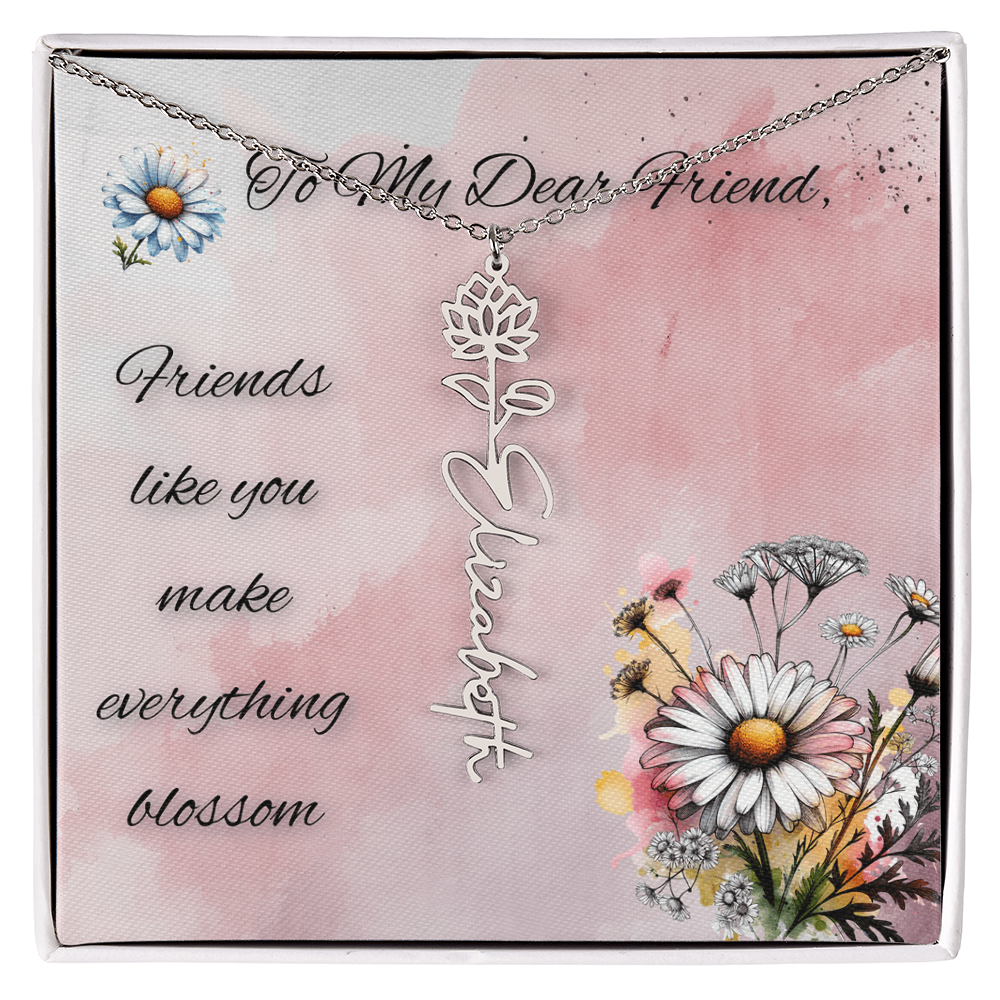🌼 To My Dear Friend – Personalized Floral Name Necklace 🌼