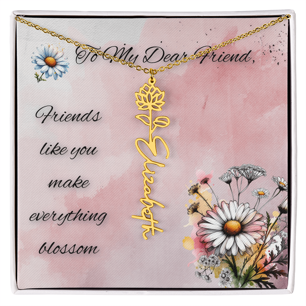 🌼 To My Dear Friend – Personalized Floral Name Necklace 🌼