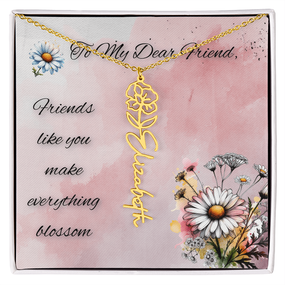 🌼 To My Dear Friend – Personalized Floral Name Necklace 🌼
