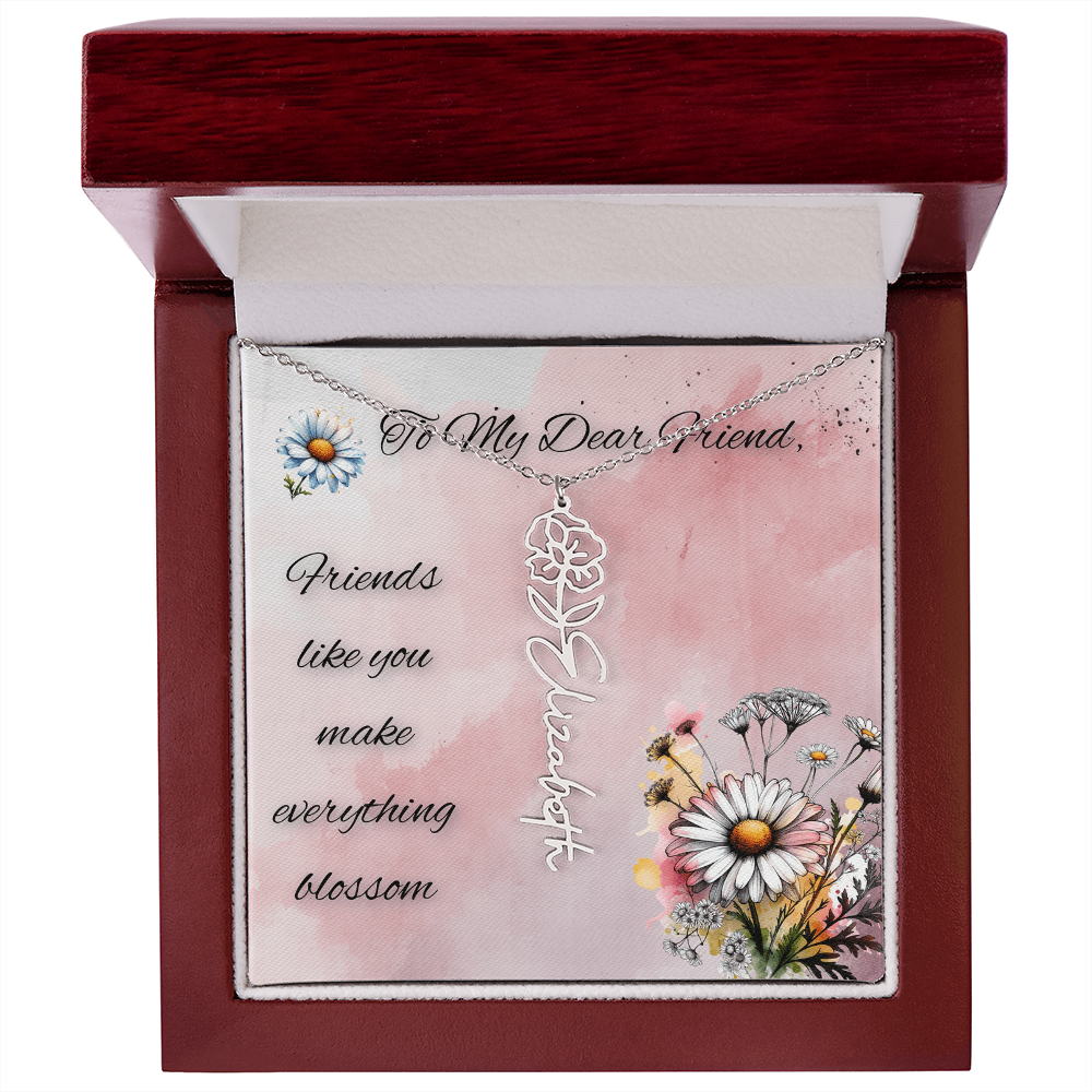 🌼 To My Dear Friend – Personalized Floral Name Necklace 🌼