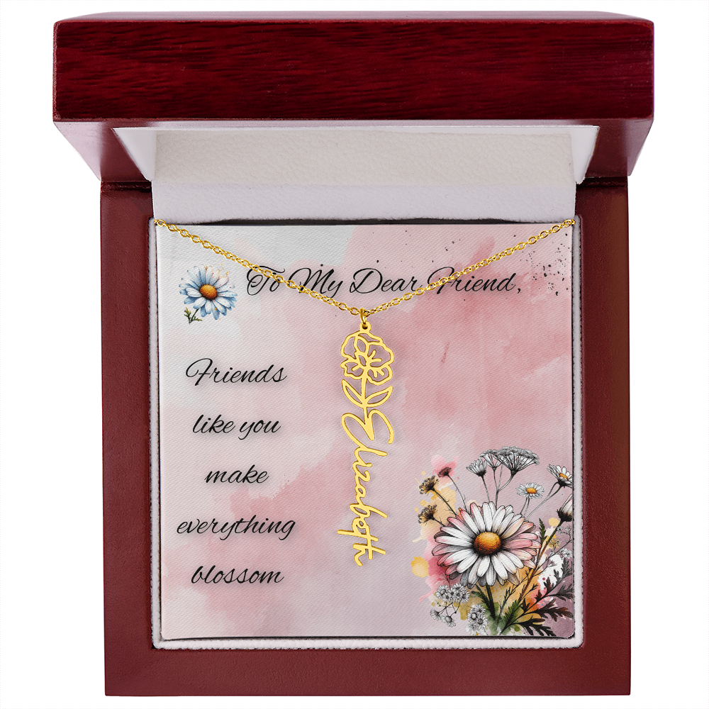 🌼 To My Dear Friend – Personalized Floral Name Necklace 🌼
