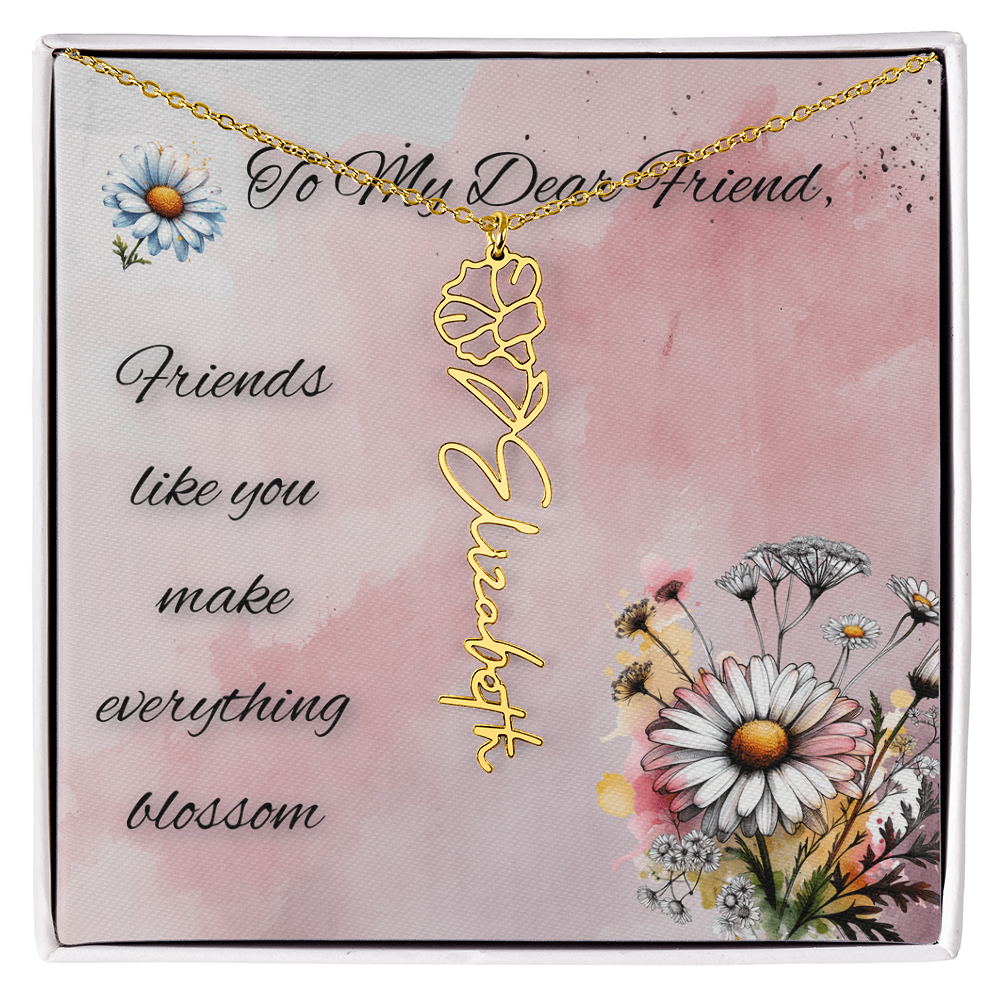 🌼 To My Dear Friend – Personalized Floral Name Necklace 🌼