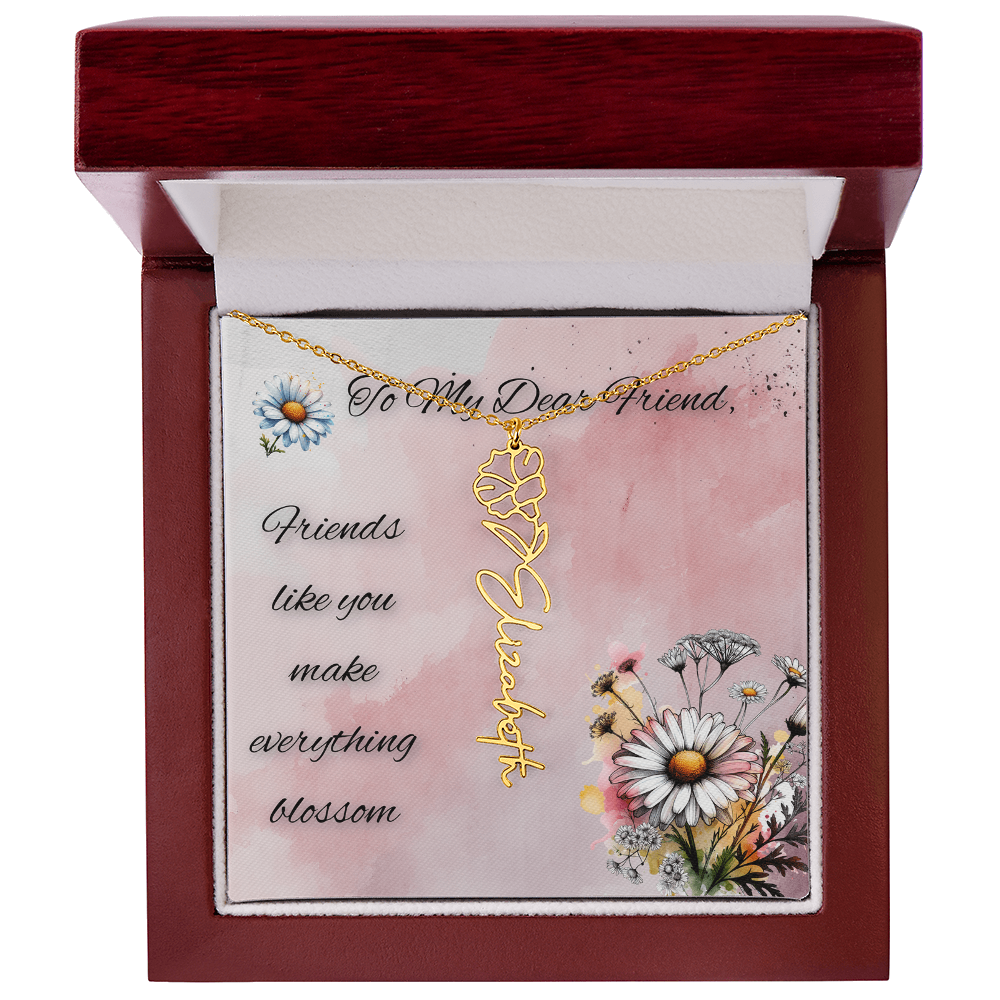 🌼 To My Dear Friend – Personalized Floral Name Necklace 🌼