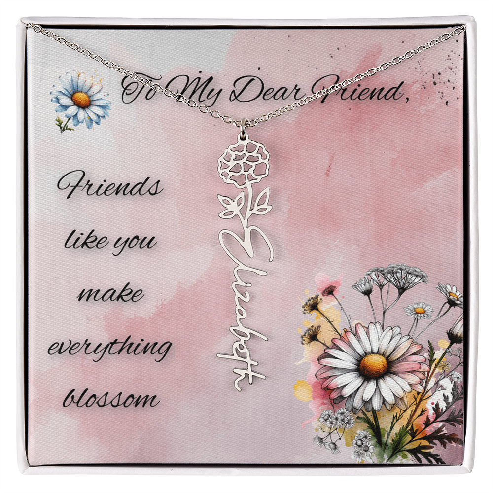 🌼 To My Dear Friend – Personalized Floral Name Necklace 🌼