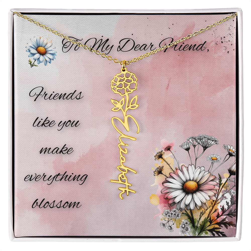 🌼 To My Dear Friend – Personalized Floral Name Necklace 🌼