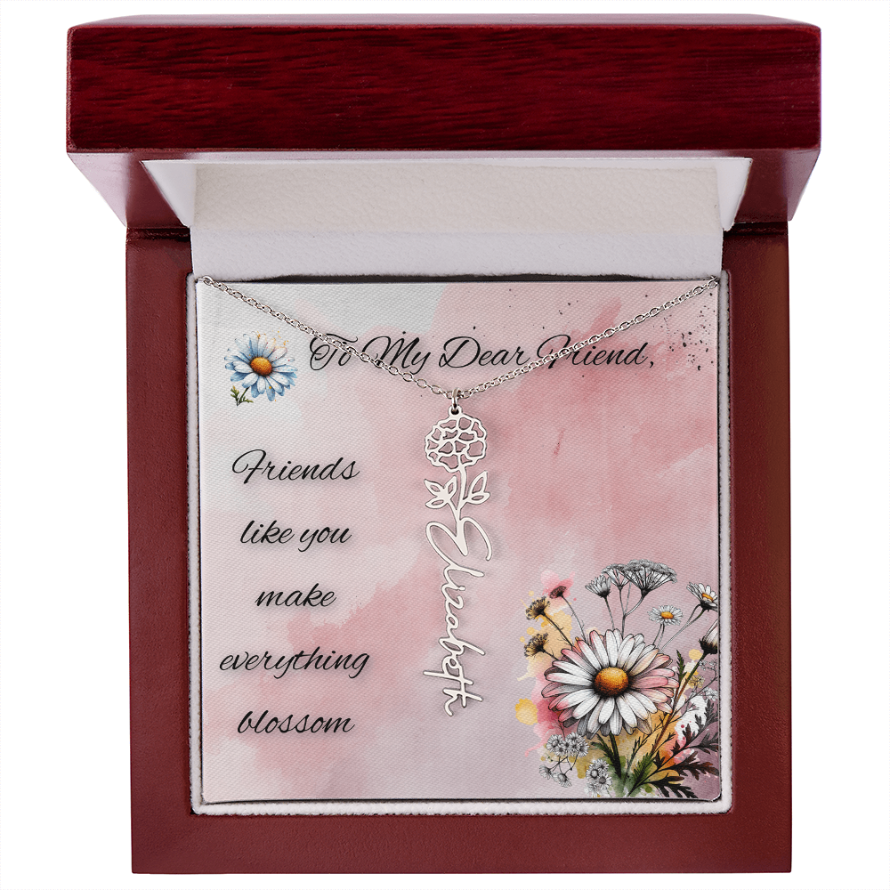 🌼 To My Dear Friend – Personalized Floral Name Necklace 🌼