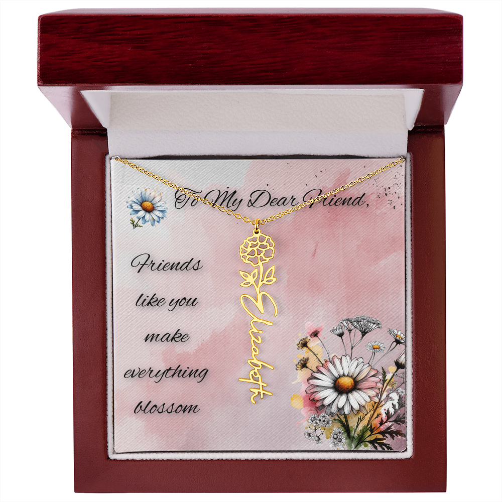 🌼 To My Dear Friend – Personalized Floral Name Necklace 🌼
