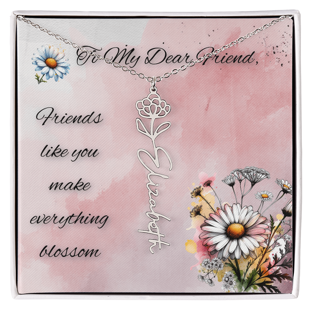 🌼 To My Dear Friend – Personalized Floral Name Necklace 🌼