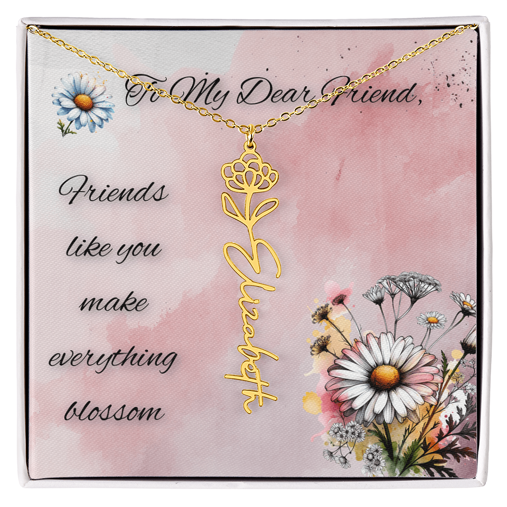 🌼 To My Dear Friend – Personalized Floral Name Necklace 🌼