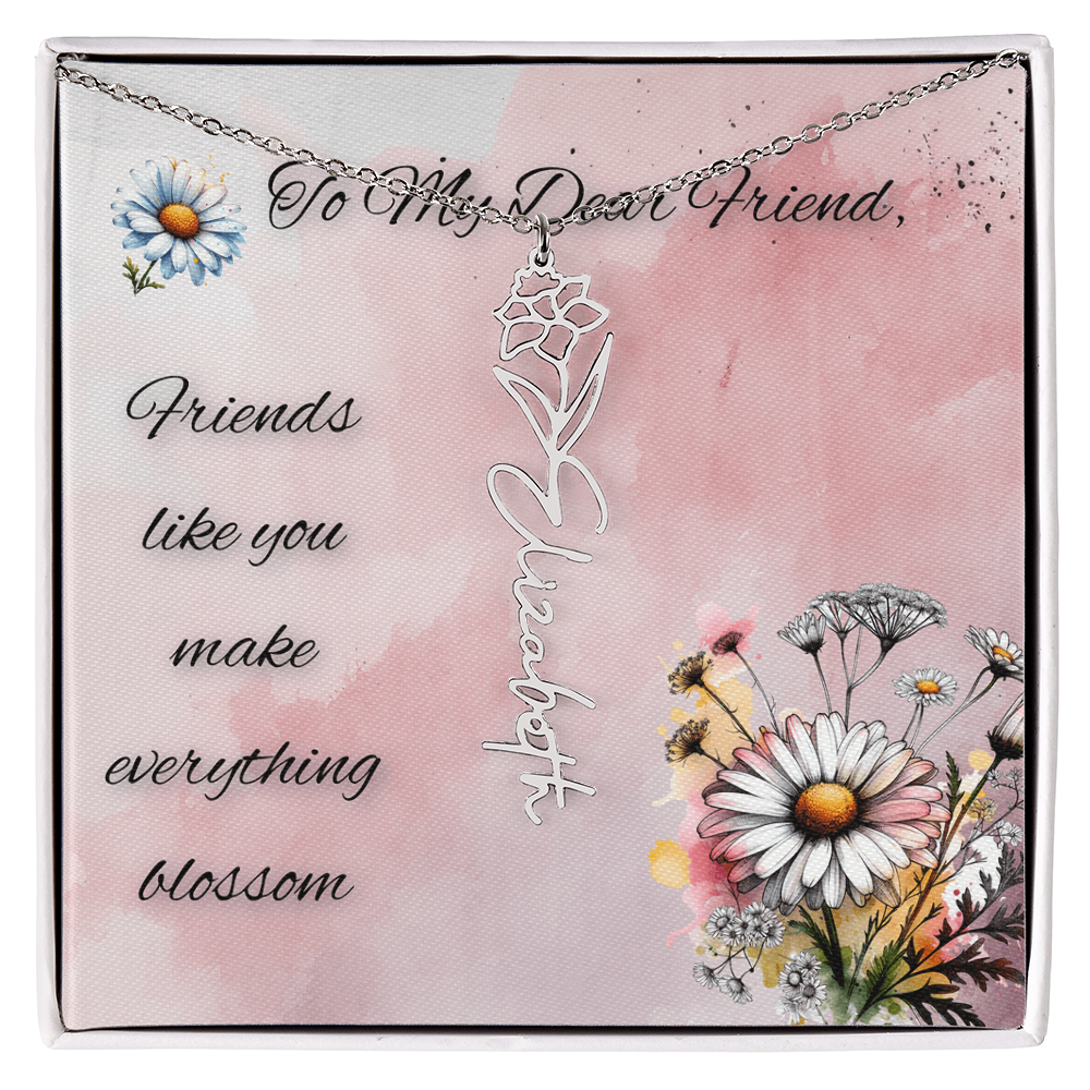 🌼 To My Dear Friend – Personalized Floral Name Necklace 🌼