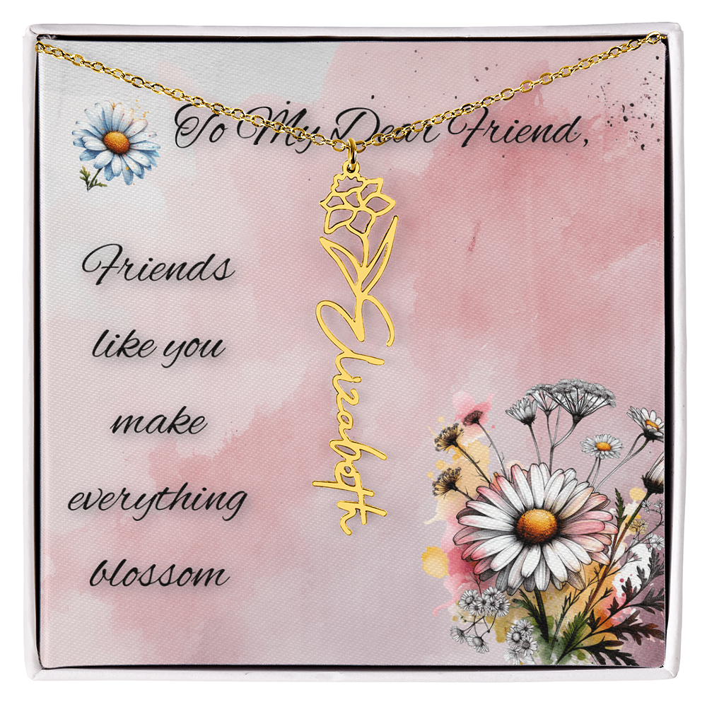 🌼 To My Dear Friend – Personalized Floral Name Necklace 🌼