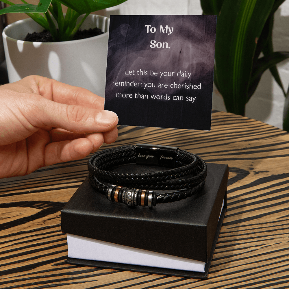 To My Son, Forever Cherished & Loved Bracelet Gift