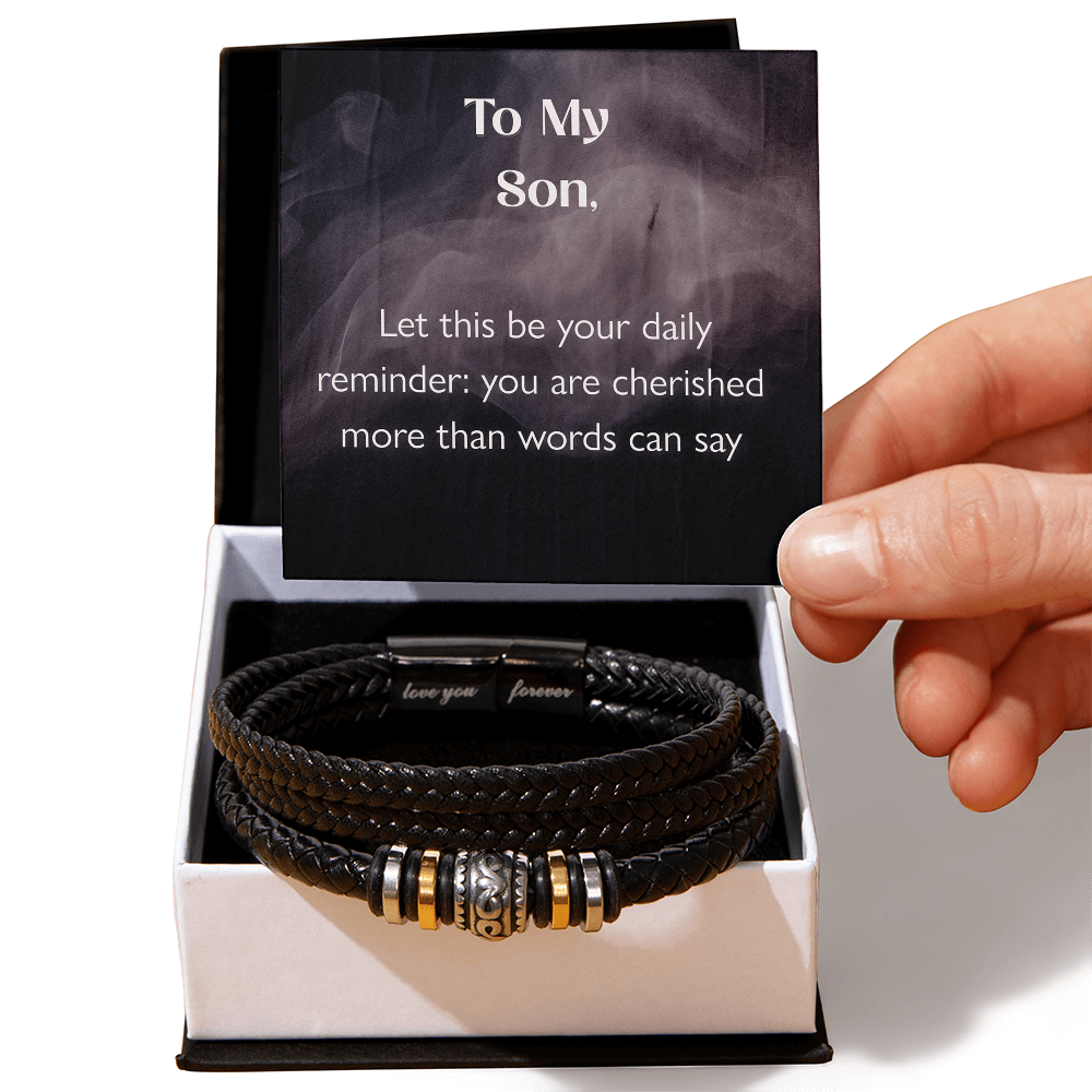 To My Son, Forever Cherished & Loved Bracelet Gift