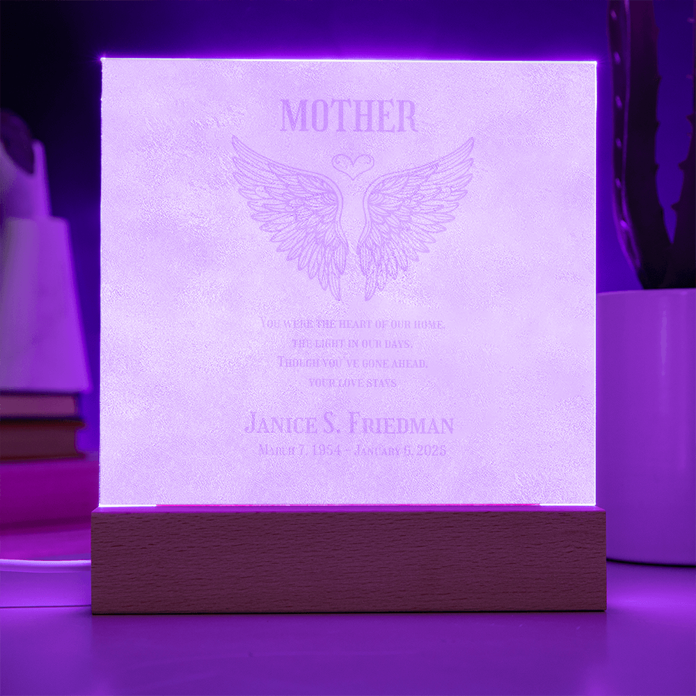 Etched Family Member Memorial Acrylic Plaque - Personalize to Celebrate the Memory of Your Loved One