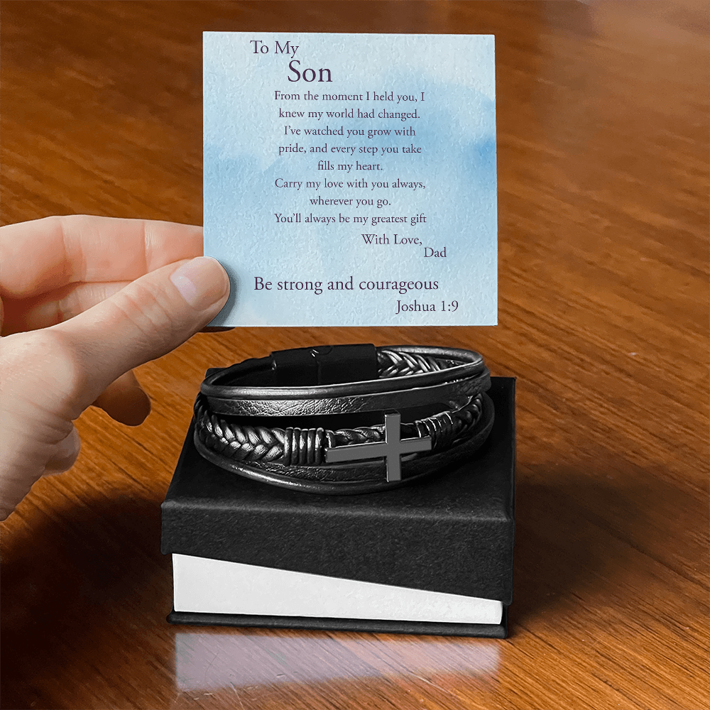 To My Son - Touching Wrapped Cross Bracelet Gift