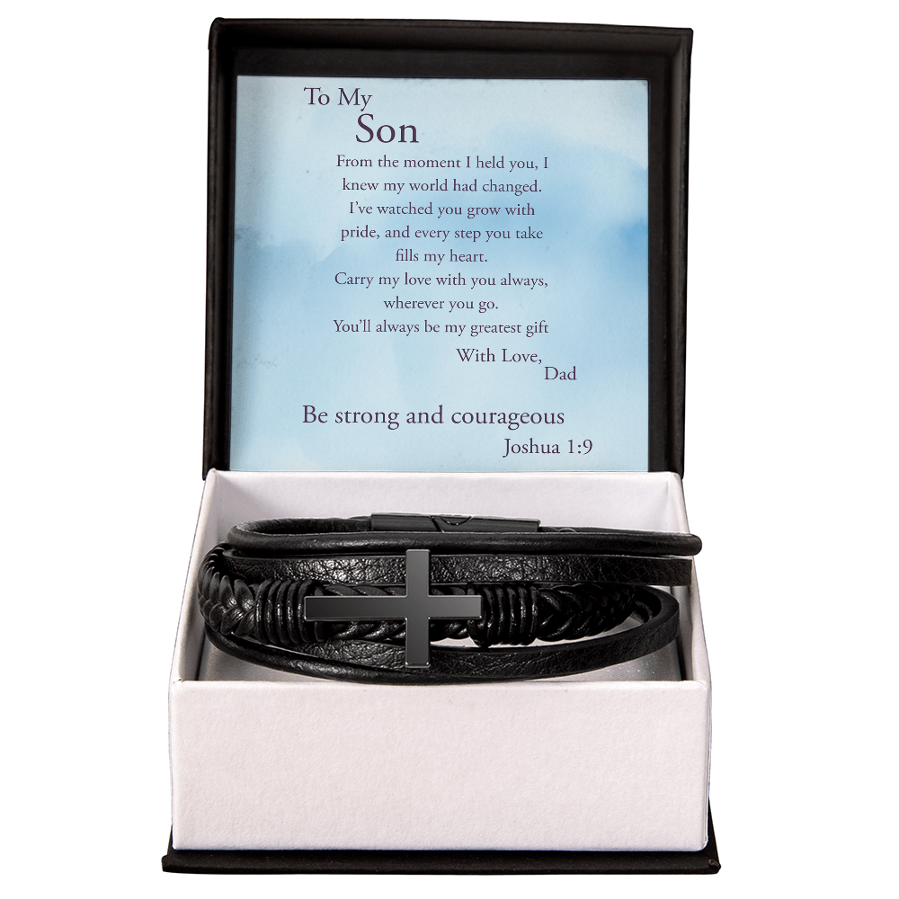 To My Son - Touching Wrapped Cross Bracelet Gift