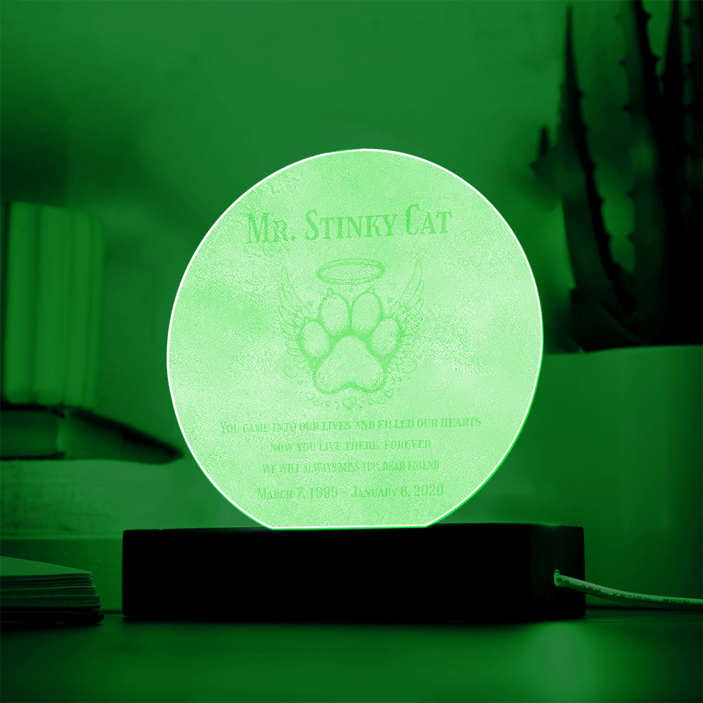 Custom Engraved Acrylic Pet Memorial - Paw Artwork