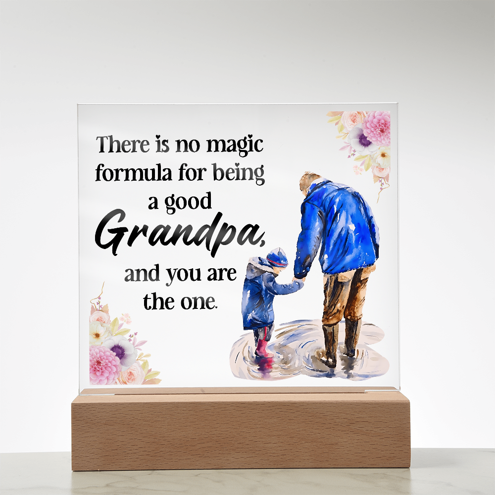 💙 “To the Best Grandpa” Acrylic Plaque with LED Base – Sentimental Gift from Grandkids