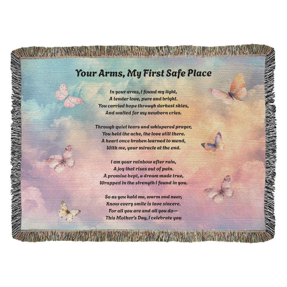 Rainbow Baby Poem Mother's Day Gift Touching Woven Blanket