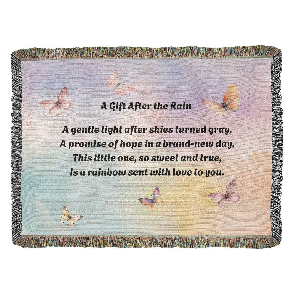 Rainbow Baby Touching Heirloom Woven Blanket Gift