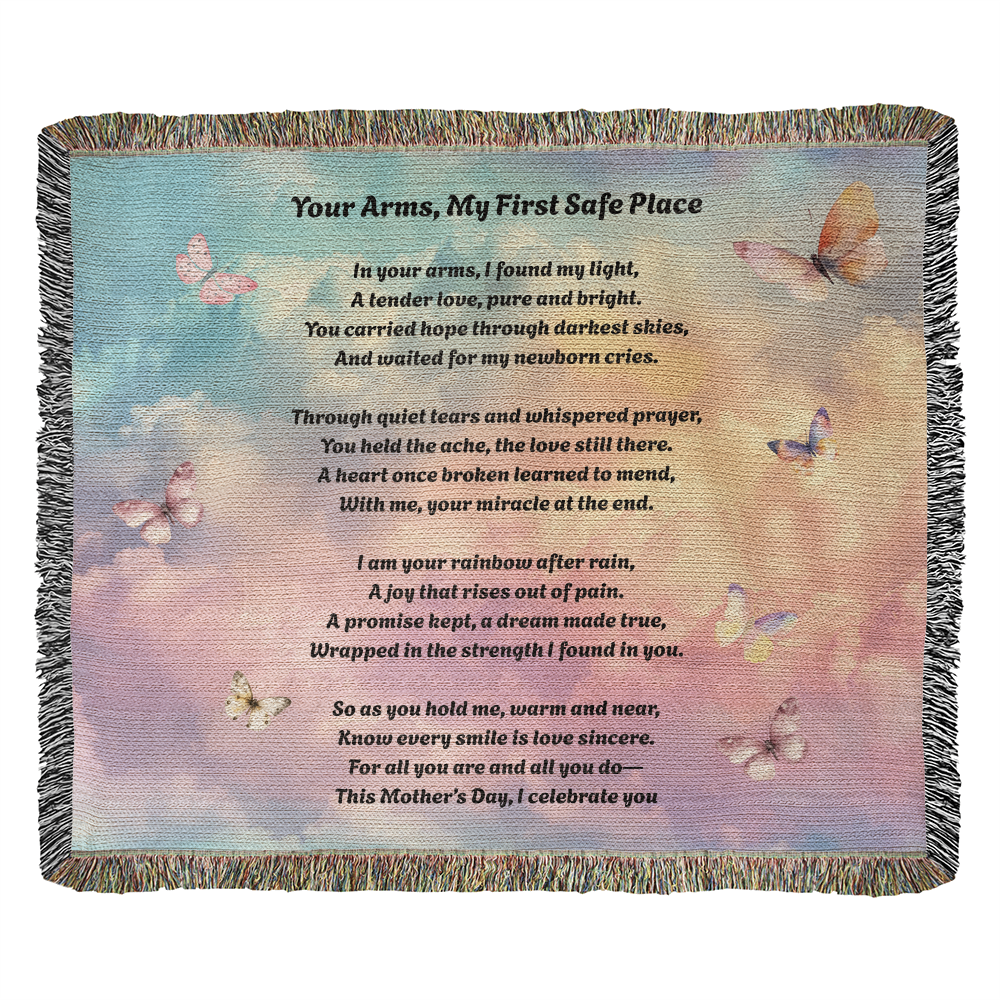 Rainbow Baby Poem Mother's Day Gift Touching Woven Blanket