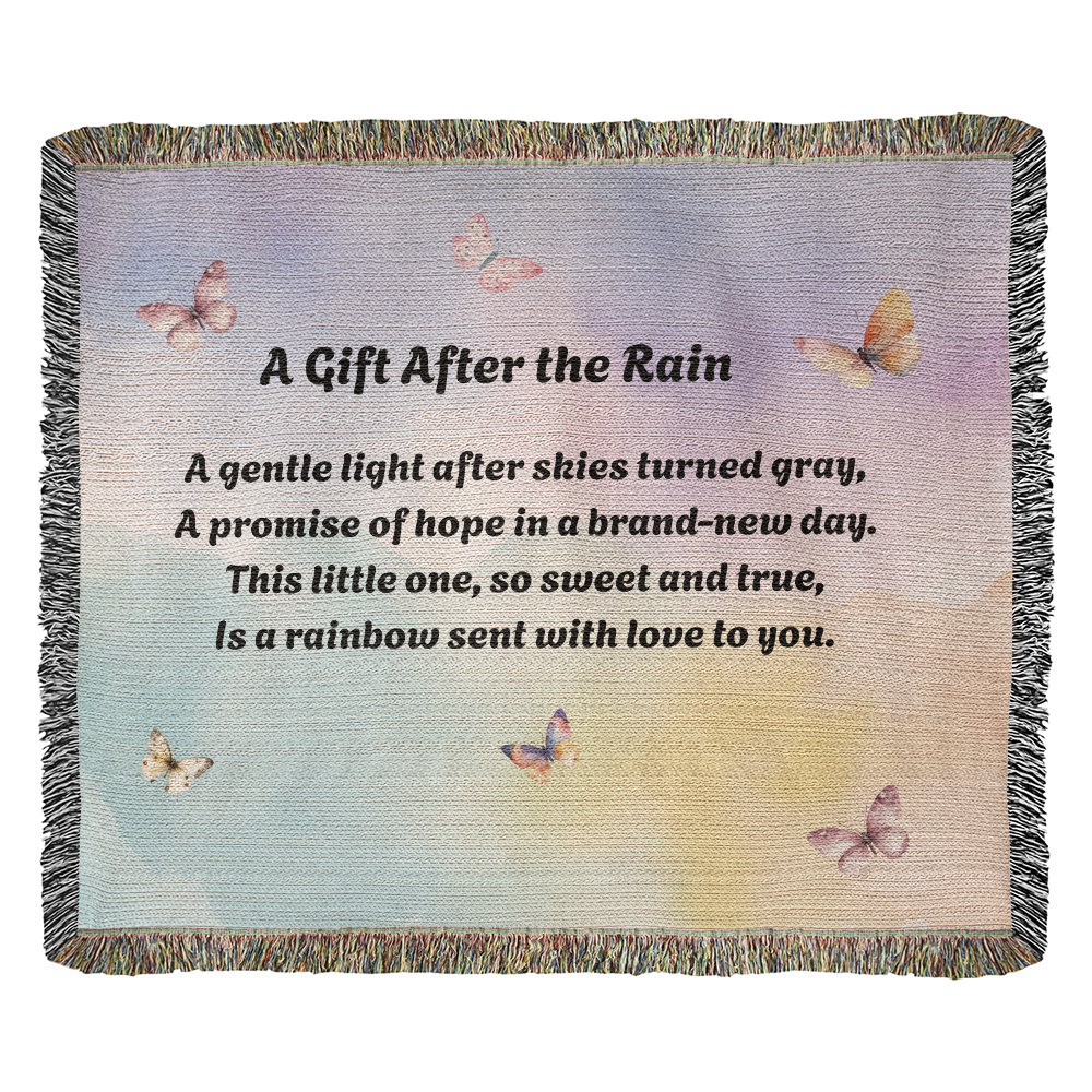Rainbow Baby Touching Heirloom Woven Blanket Gift