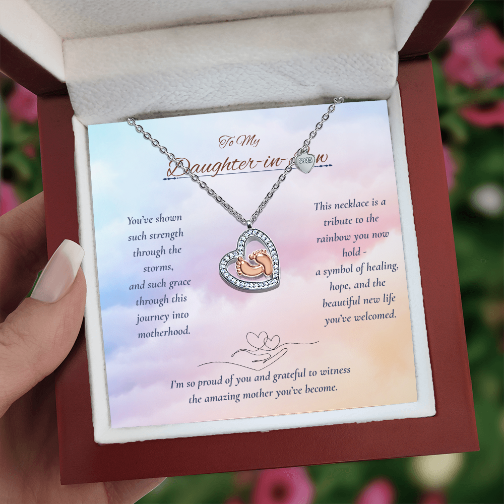 To My Daughter-in-Law – Rainbow Baby Necklace – Gift for Baby after Pregnancy Loss
