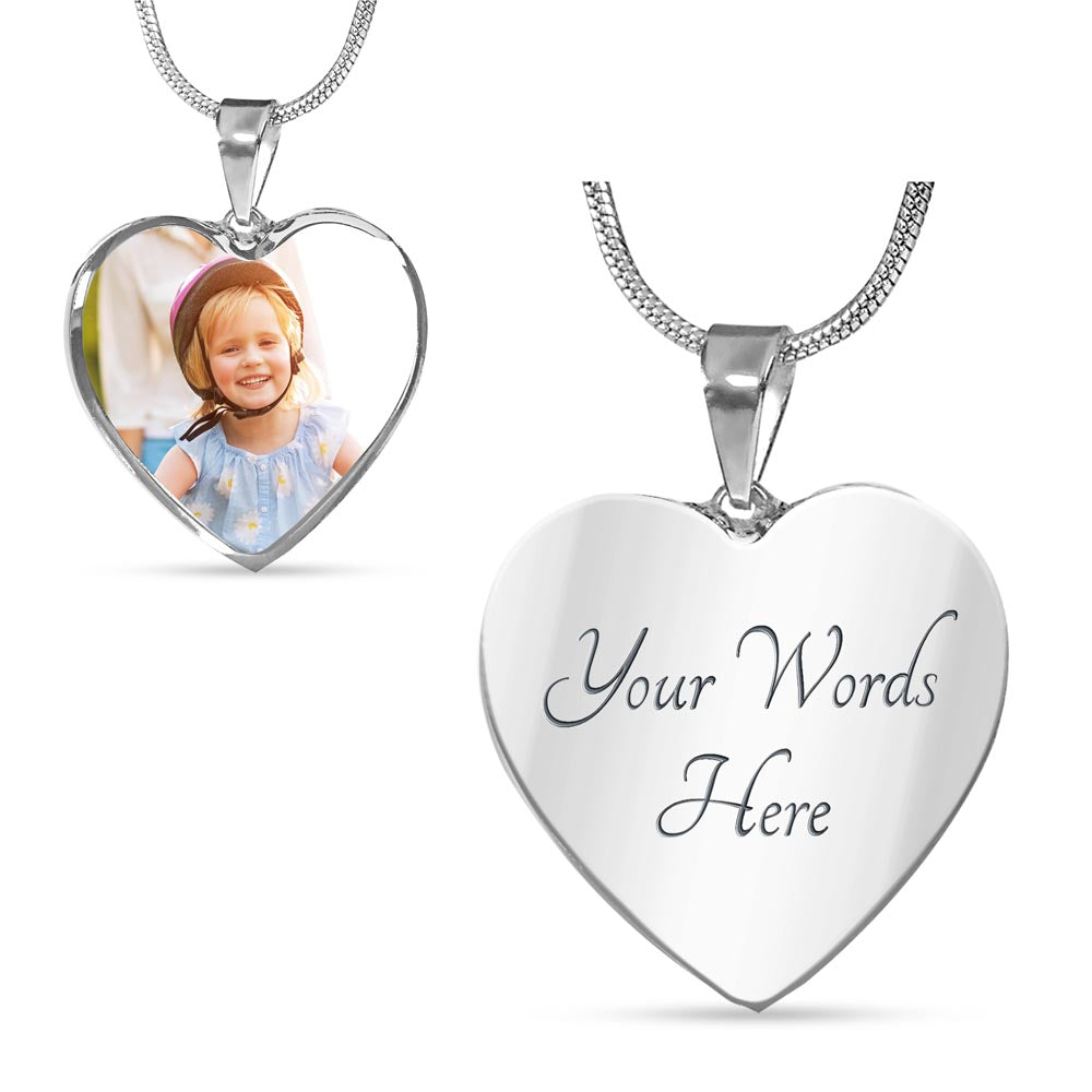 Personalized Photo and Engraved Heart Pendant Necklace, Beautiful Gift for Mothers, Grandmother, Sister and New Moms